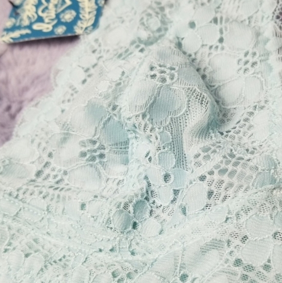 Free People Galloon Lace Halter Bralette Sky Blue - Picture 4 of 8